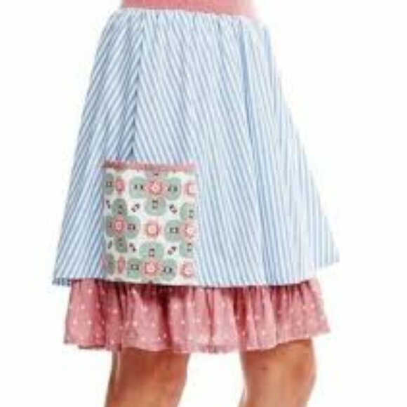 Matilda Jane mixed-print midi skirt w/ pockets sz S - Picture 1 of 9
